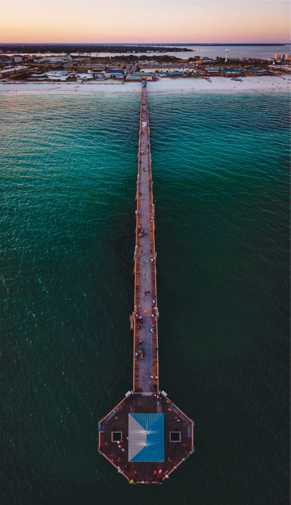 The pier at Fort Walton Beach - one of the best spots to book an affordable vacation rental in fall.