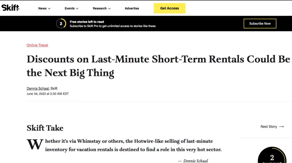 Screenshot discounts short term rentals article skift