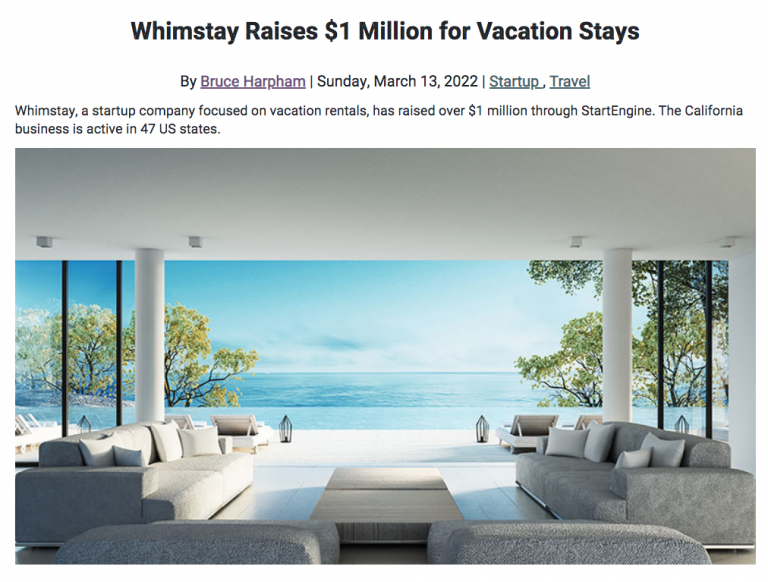 Screenshot of TRUiC startup article about last minute booking platform Whimstay