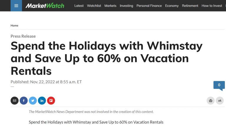 MarketWatch News features Whimstay