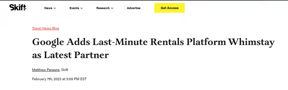 Google Adds Last Minute Rentals Platform Whimstay as Latest Partner