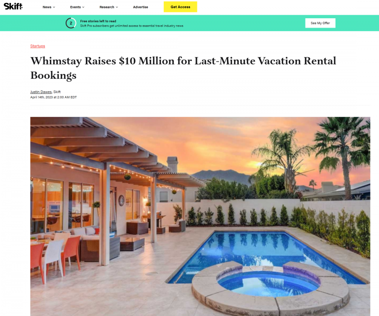 Whimstay Featured in Skift's Article on the Rise in Last Minute Bookings