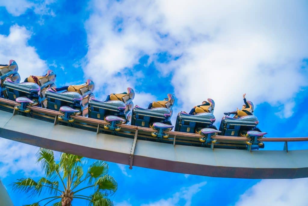 People on a rollercoaster