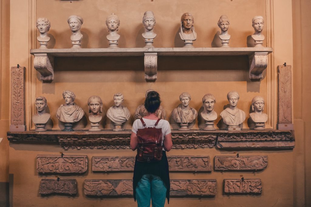 woman at a museum