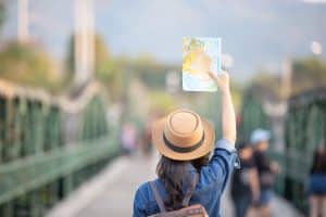 Woman holding a map