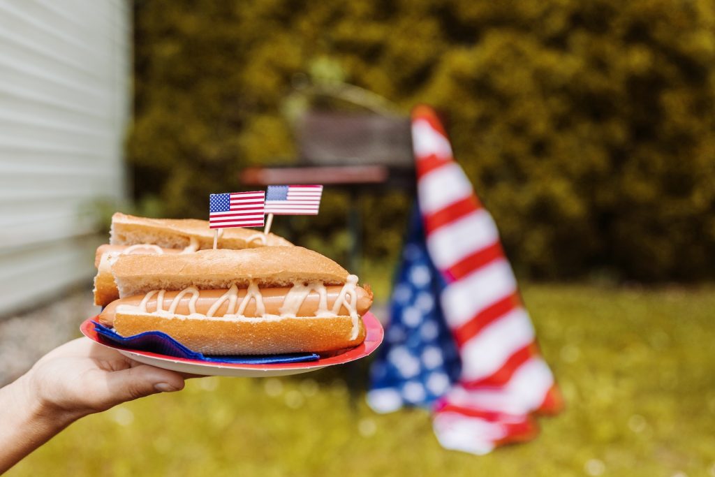 hotdogs and American flag