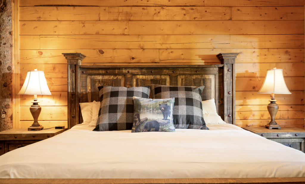 A bedroom in a cabin