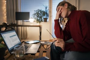 unhappy woman complaining about noise